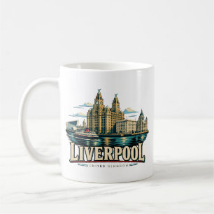 Caneca De Café Arte de Viagem Liverpool Reino Unido Vintage