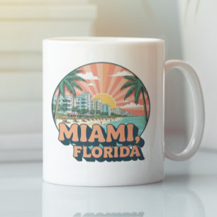 Caneca De Café Arte de Viagem Vintage Miami Flórida Anos 80 Logo