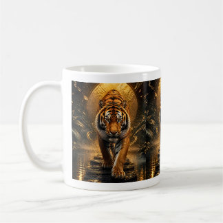 Caneca De Café Arte de Vida Selvagem de Luxo do Tigre Dourado