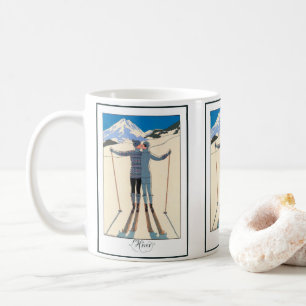 Caneca De Café Arte Deco Antiga, Amantes na Neve por George Barbi
