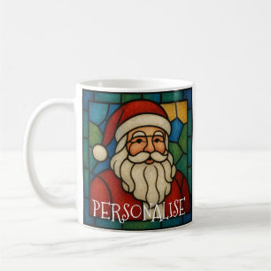 Caneca De Café Arte Deco de Natal Vidro Colorido Santa Personaliz