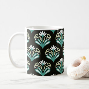 Caneca De Café Arte Deco Preto e Teal