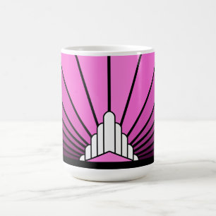 Caneca De Café Arte deco sol em permuta rosa