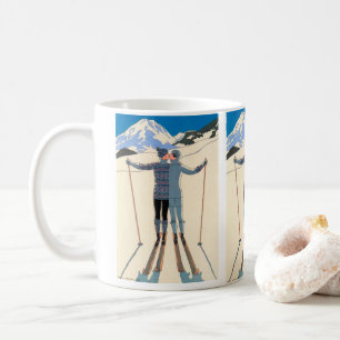 Caneca De Café Arte Deco Vintage, Amantes na Neve por George Barb