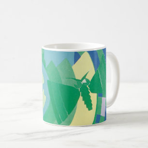 Caneca De Café Arte Deco Vintage Jazz Pochoir Jardim Borboletas