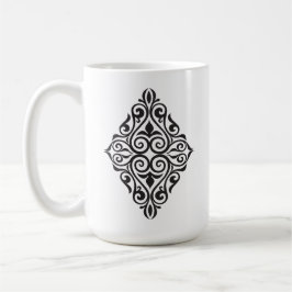 Caneca De Café Arte Decorativa de Moldura Floral Vintage de Luxo