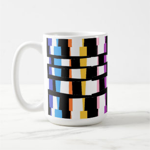 Caneca De Café Arte design preto com madeira bordas coloridas
