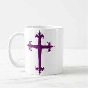 Caneca De Café Arte Devocional da Cruz Roxa para Quaresma e Adven