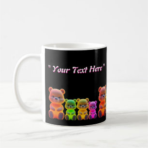 Caneca De Café Arte Digital da Família Neon Bear