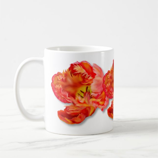 Caneca De Café Arte Digital Flaming Orange Parrot Tulip (Esquerda)