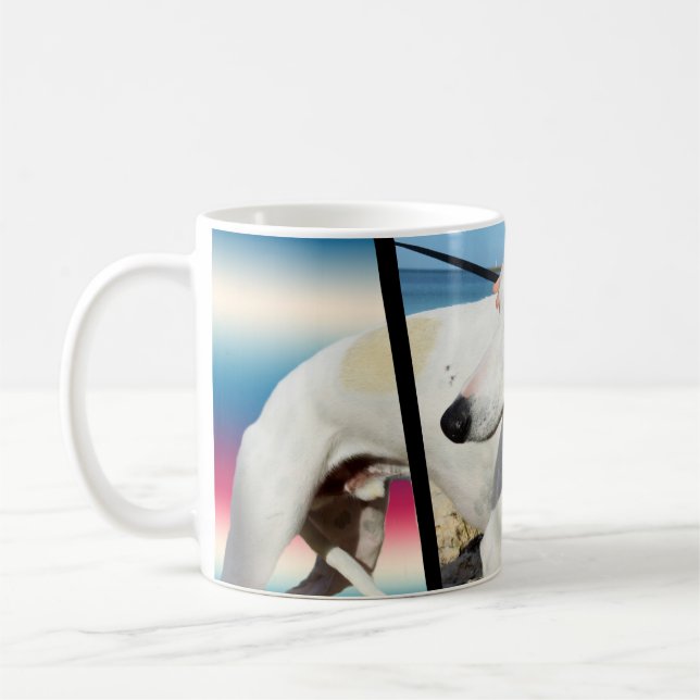 Caneca De Café Arte Dimensionada De Cachorro Branco (Esquerda)