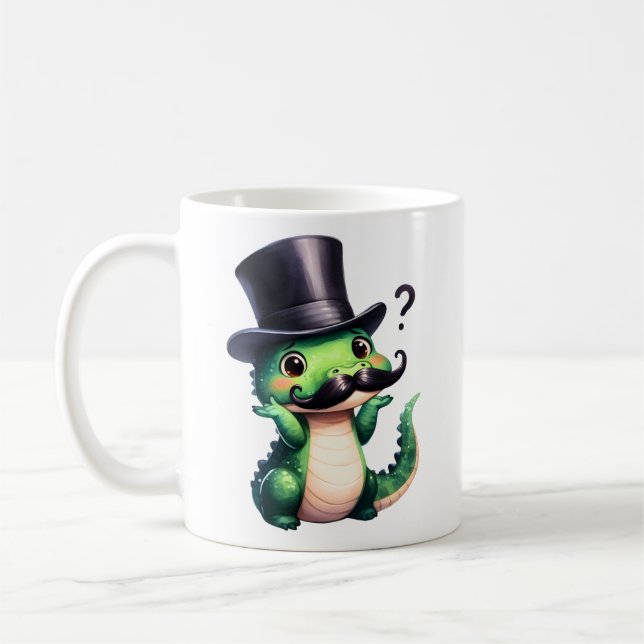 Caneca De Café Arte Divertida de Cavalheiro Crocodilo Fofo (Esquerda)