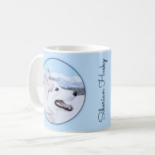 Caneca De Café Arte do cão da pintura do rouco Siberian (prata e
