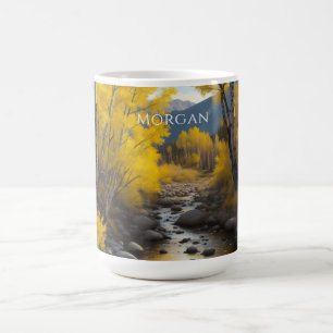 Caneca De Café Arte do Colorado Stream & Árvores de Aspen, Nome o