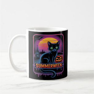 Caneca De Café Arte do Dia das Bruxas de Gato Negro Summerwin