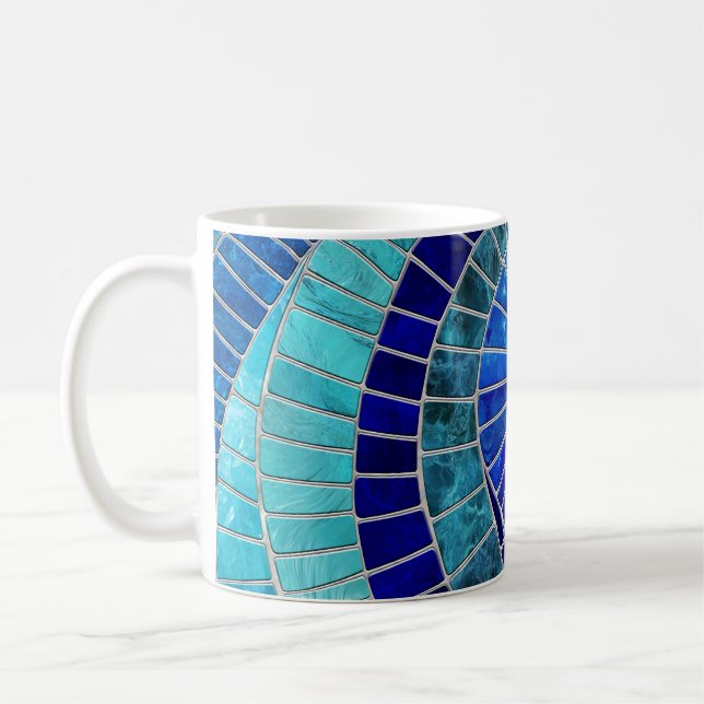Caneca De Café Arte do mosaico da Onda Oceânica (Esquerda)