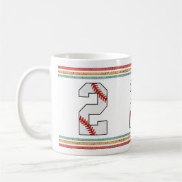 Caneca De Café Arte do Número 2 de Beisebol Vintage Retro