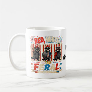 Caneca De Café Arte do Partido Patriótico Guaxinim Vermelho Branc