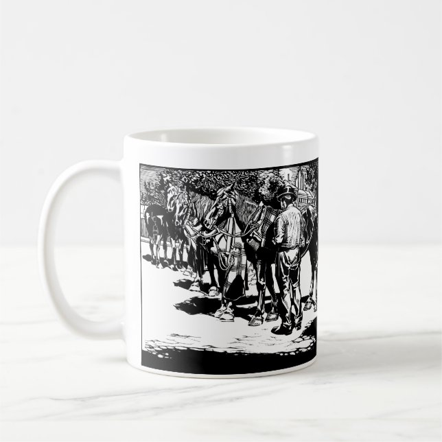 Caneca De Café Arte do Rodeio Ocidental no País dos Cowboy e Cava (Esquerda)