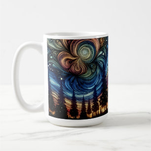 Caneca De Café Arte Eetérea Mística com Árvores e Céu Noturno