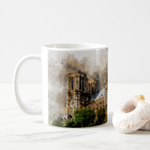 Caneca De Café Arte Elegante de Aquarela da Catedral de Notre Dam