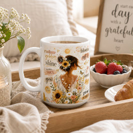 Caneca De Café Arte em aquarela de afirmação floral edificante
