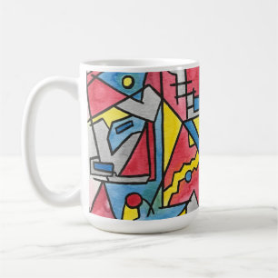 Caneca De Café Arte em aquarela geométrica Bauhaus moderna da pai