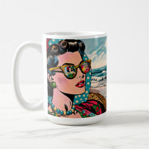 Caneca De Café Arte em Estilo de Quadrinhos   Mulher Assistindo D