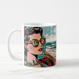 Caneca De Café Arte em Estilo de Quadrinhos   Mulher Assistindo D