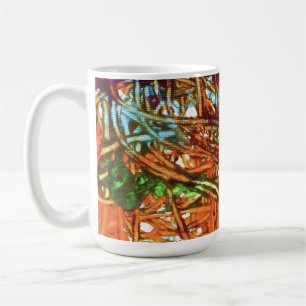 Caneca De Café Arte em mármore laranja, verde, azul e roxo