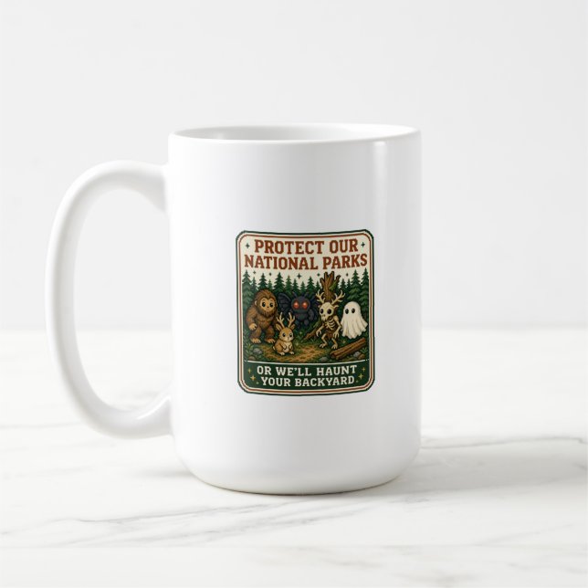 Caneca De Café Arte em Pixel de Críptidos dos Nossos Parques Naci (Esquerda)