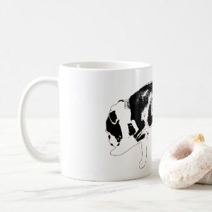 Caneca De Café Arte em Preto e Branco de Bulldog Determinado em A