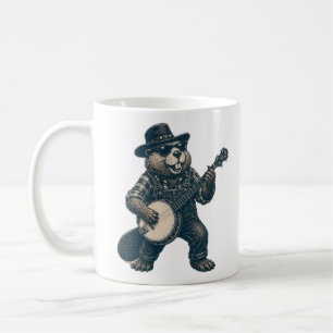 Caneca De Café Arte engraçada de bluegrass de castor vintage músi