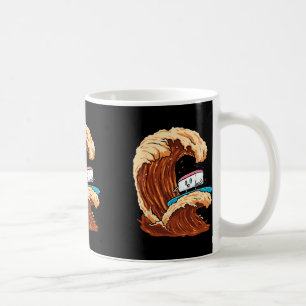 Caneca De Café Arte engraçada de sushi surfista montando onda de