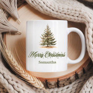 Caneca De Café Arte escandinavo rústico terroso Natal nome person