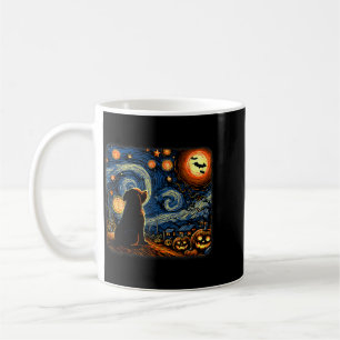 Caneca De Café Arte Estrelada de Halloween Noite Arte Cachorro Pr