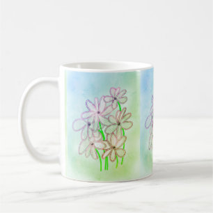 Caneca De Café Arte Flor Bonita Em Fila