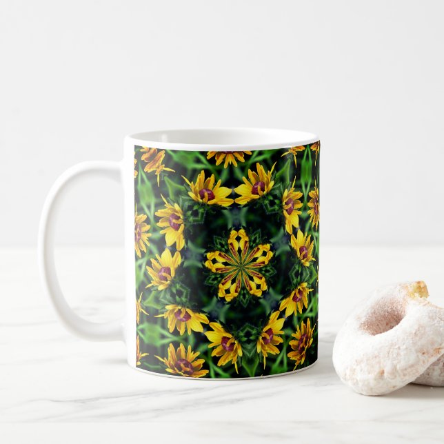 Caneca De Café Arte Flor de Susan Kaleidoscope (Com Donut)