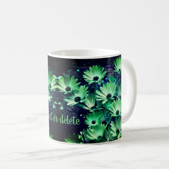 Caneca De Café Arte Flor Verde-Africana Personalizada (Frente Esquerda)