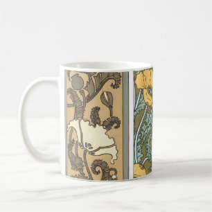 Caneca De Café Arte Floral Antiga Poppies Flores Nouveau