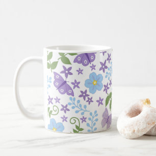 Caneca De Café Arte Floral Borboleta Flor Botânica