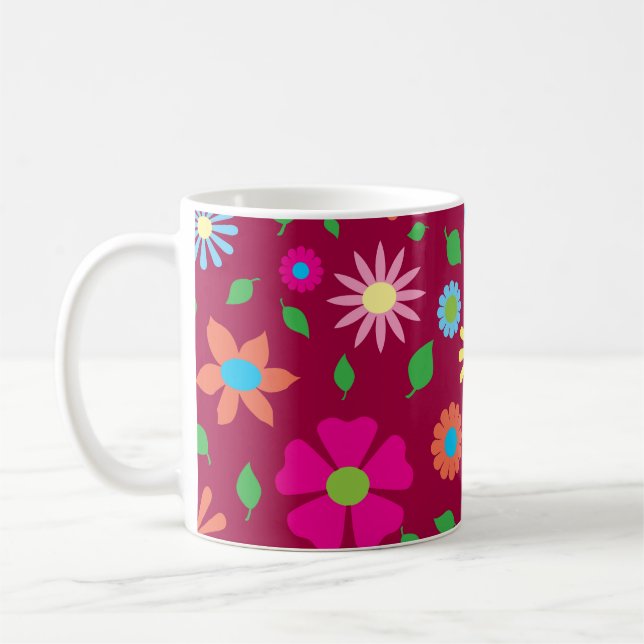 Caneca De Café Arte floral colorida (Esquerda)