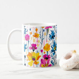 Caneca De Café Arte Floral de Pop de Cor Máxima Moderna