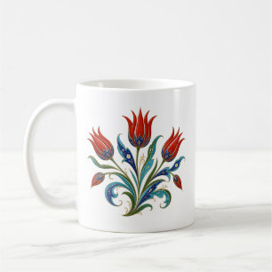 Caneca De Café Arte Floral de Tulipa Saz Otomana   