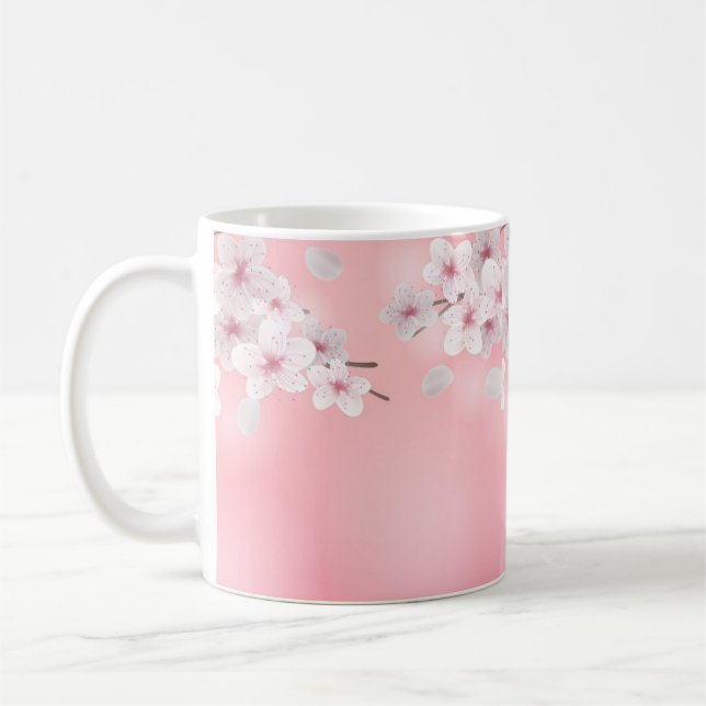 Caneca De Café Arte Floral Elegante de Cerejeira em Flor (Esquerda)