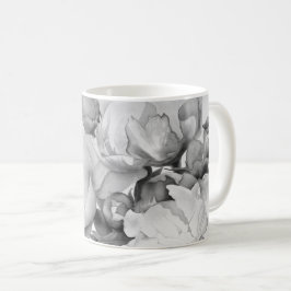 Caneca De Café Arte floral elegante de cor branca-preta