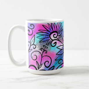 Caneca De Café Arte floral engraçada