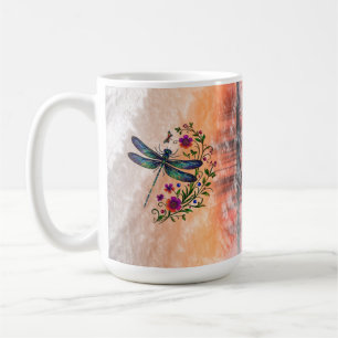 Caneca De Café Arte Floral Libélula Vibrante Natureza Colorida