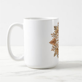 Caneca De Café Arte Floral Mandala Intrincada em Tons Marrons