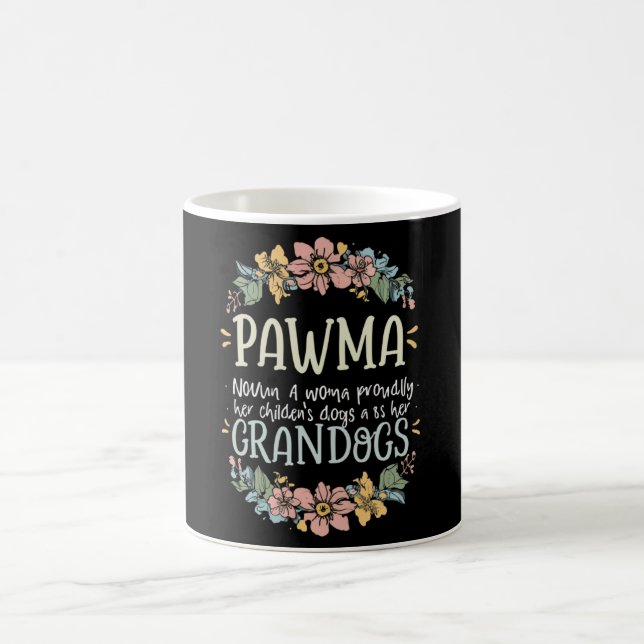 Caneca De Café Arte Floral Pawma Noun Definição Mama Vovó Cão (Centro)